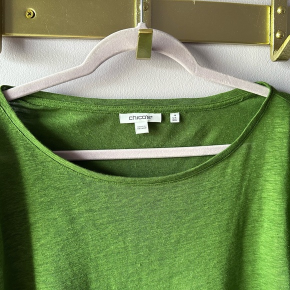 Chico’s Green Rouched Sleeve Top Size XXL - Picture 5 of 9